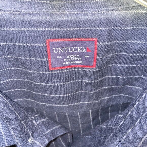 Untuckit Men’s Dress Shirt Size 3XL Black Striped Going Out Party - Picture 2 of 12